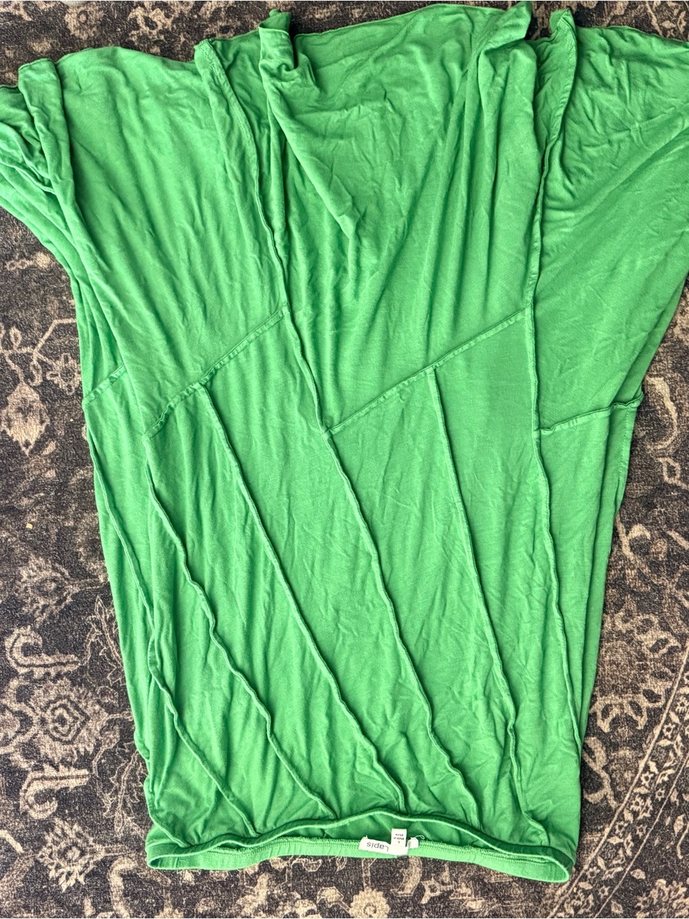 Lapis Green Knit Seam-Detail skirt